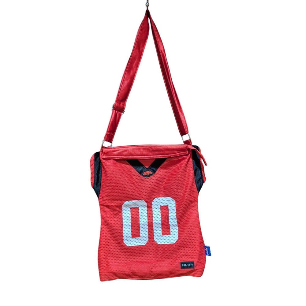 Arkansas Razorbacks Jersey Purse Football Basketball Messenger Handbag 16”x 14”
